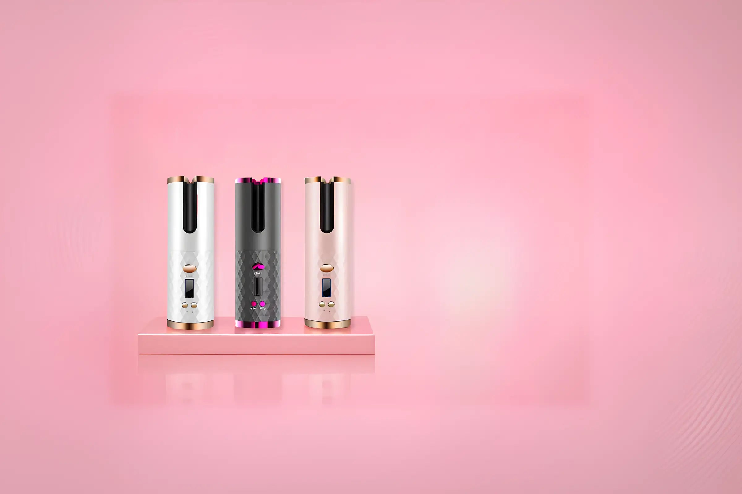 Locktång-vitt-svart-rosa för alla frisyrer